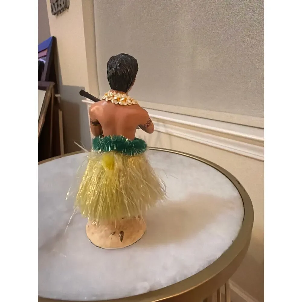 Vintage Hawaiian Hula Dancer Figurine Ukulele Player Tiki Island Souvenir Decor